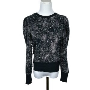 Karl Lagerfeld Paris Sweatshirt Womens‎ S Black Sparkle Star Celestial Pullover